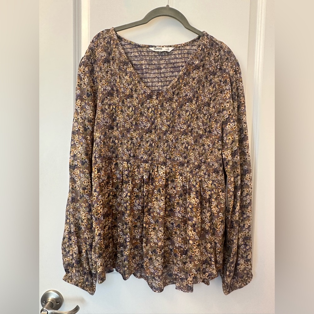 Sonoma Multicolor Floral V-Neck Blouse